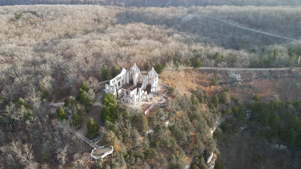 Famous Missouri Landmark - Ha Ha Tonka State Park Castle Ruins, Aerial