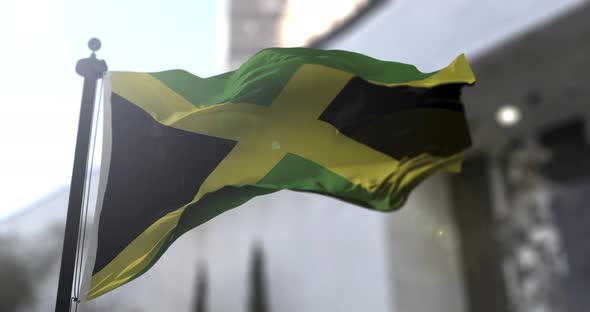 Jamaica national flag waving