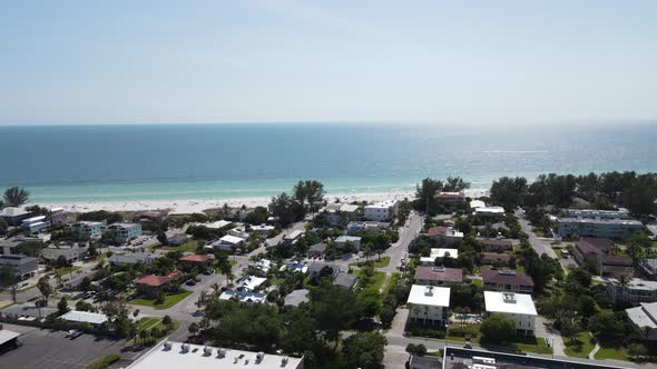 Beautiful aerial all the way to Holmes Beach on Anna Maria Island in Manatee County, Florida