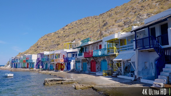 4K Traditional Fishing Village of Klima On Milos Island, Greece
