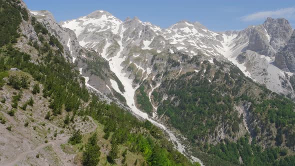 Majestic View of the Accursed Mountains Near Theth Village Albania