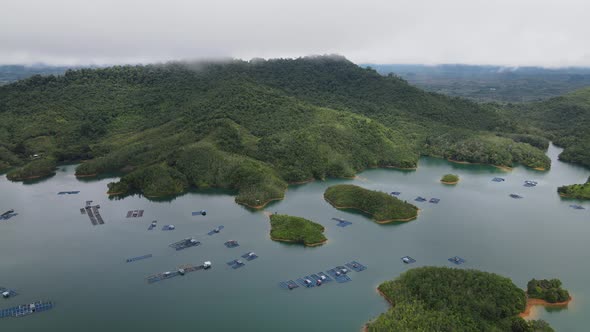 Aerial View of Fish Farms in Norway