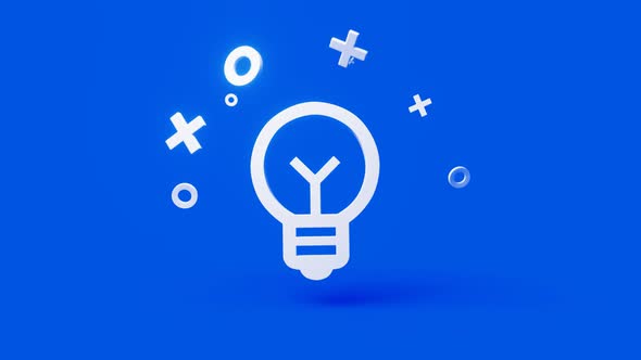 Idea 3d Icon on a Simple Blue Background  Seamless Animation Loop