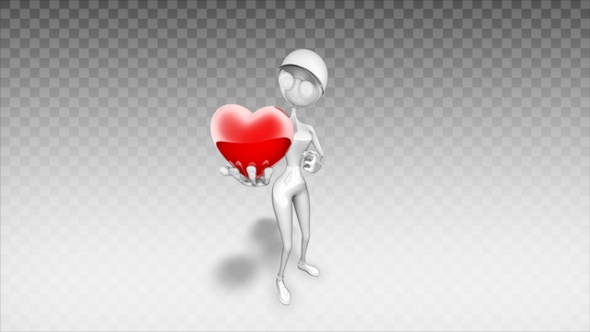 Cartoon 3D Woman - Show Heart