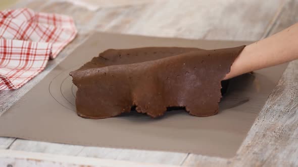 Confectioner Prepares Chocolate Tart at Kitchen