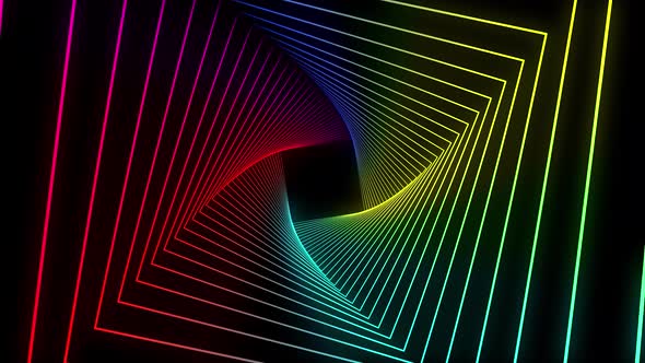 Retro Background Abstract Glowing Futuristic Corridor Star Shapes Grid Wireframe Tunnel Motion 4K