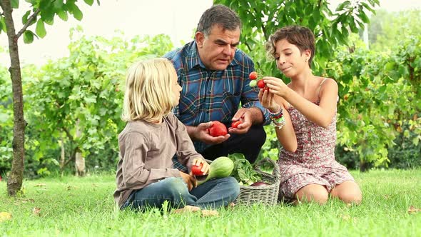 Adult Farmer with Children