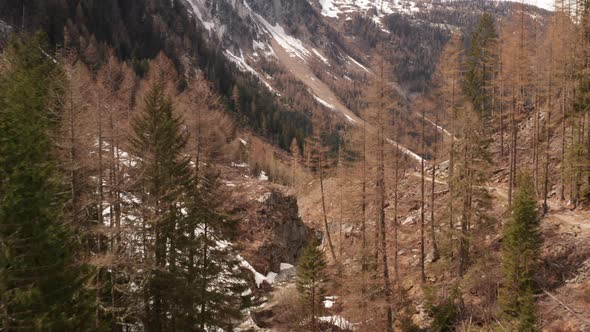 Flying through beautiful valley in Trient, Switzerland