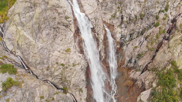 Aerial View of the Shdugra Waterfall in Caucasus Mountains in Georgia