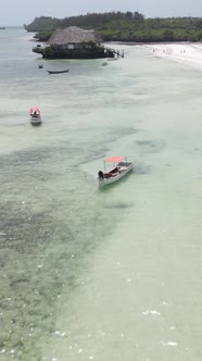 Vertical Video House on Stilts in the Ocean on the Coast of Zanzibar Tanzania