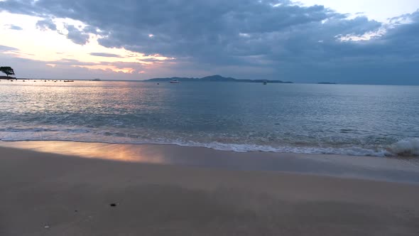 Najomtien Beach Pattaya Thailand Sunset at a Tropical Beach with Palm Trees Na Jomtien Beach with