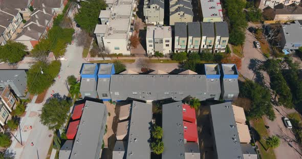 Aerial view of Affluent homes near downtown Houston in the Rice Village area
