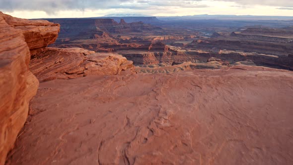 Dead Horse Point State Park, USA. Camera Moving To the Edge of Cliff. View of Canyonlands National