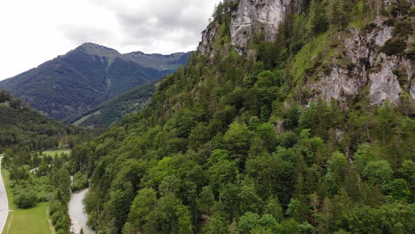 Beautiful Landscape with Mountains, forest and an Lake