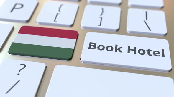 BOOK HOTEL Text and Flag of Hungary on the Buttons alt