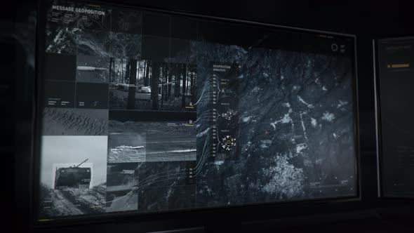Interface of a satellite network technology locates the enemy airfield position alt
