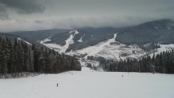 Winter Ski Resort Panoramic View