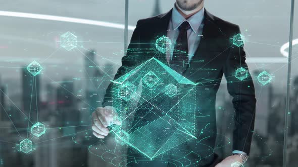 Businessman with Agile 2030 Hologram Concept