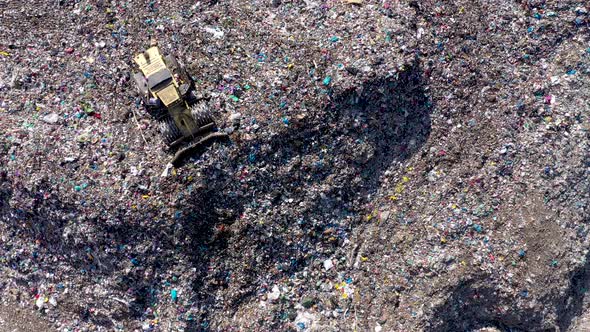 Flying Over a Waste Garbage Dump