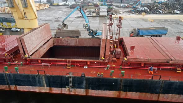 Cargo ship closeup view