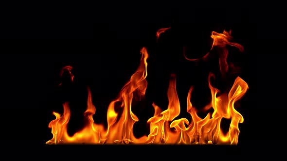 Fire Flames in 1000Fps Super Slow Motion Isolated on Black Background alt
