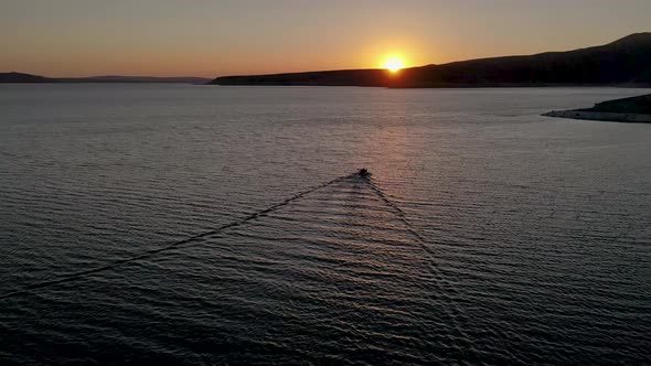 Sunset and Boat on the Sea