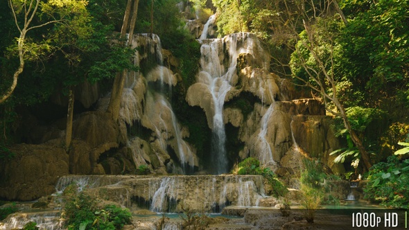 Panoramic View of Waterfall in Luang Prabang, Laos