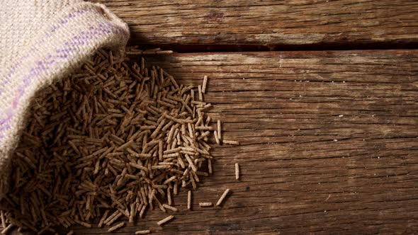 Cereal bran sticks spilling out of sack