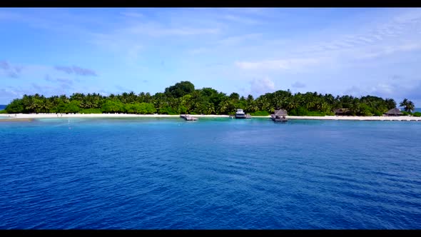 Aerial top view landscape of paradise island beach holiday by blue ocean and white sandy background 