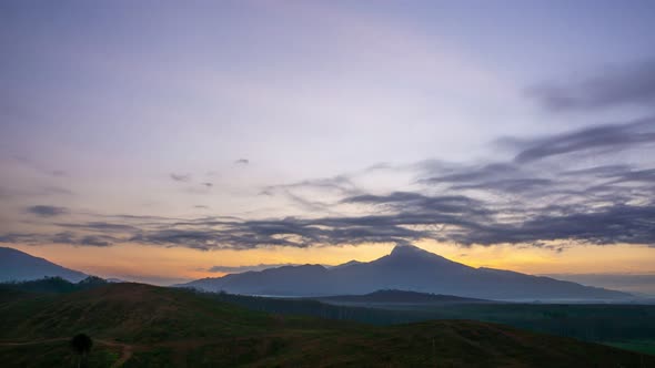 View of Colorful dramatic sky sunset or sunrise with Moving clouds background alt