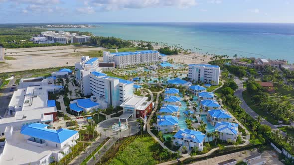 Beachfront location of Tui Blue Sensatori Cap Cana hotel, Caribbean, aerial