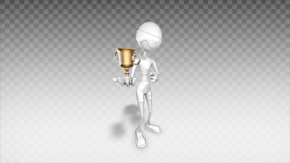 Cartoon 3D Man - Show Sport Cup