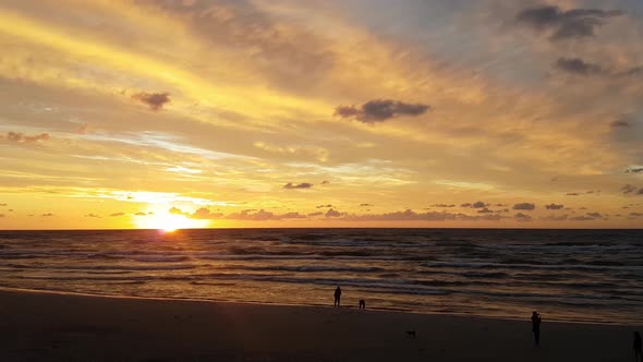 Sunset at the beach, Baltic Sea, Lubiatowo, Poland. Beautiful colours.