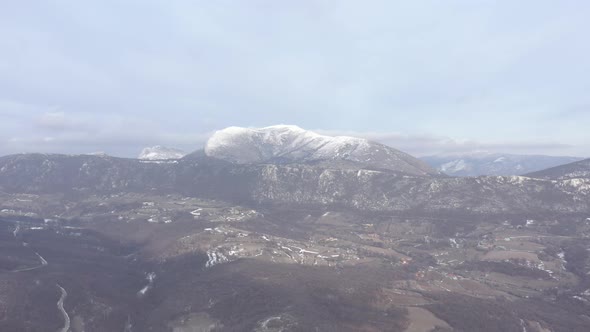 Stol mountain in Eastern Serbia under snow 4K drone video