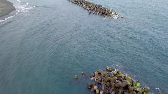 Drone fly over sea beach