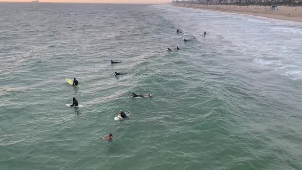 large paddle out at beach