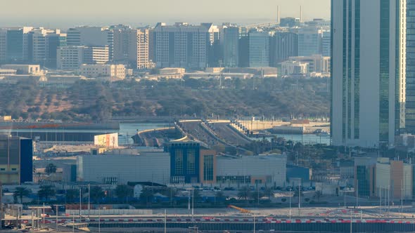 Buildings on Al Reem Island in Abu Dhabi Timelapse From Above