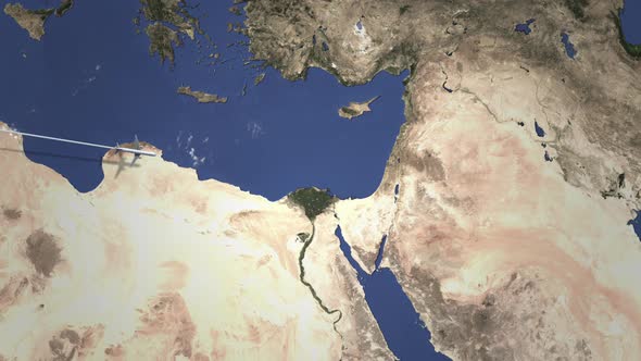 Route of a Commercial Plane Flying To Amman Jordan