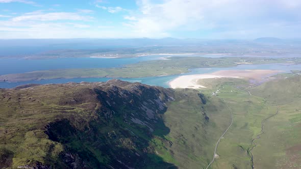 Aerial View of Maghera and Ardara From Slieve Tooey in County Donegal  Ireland