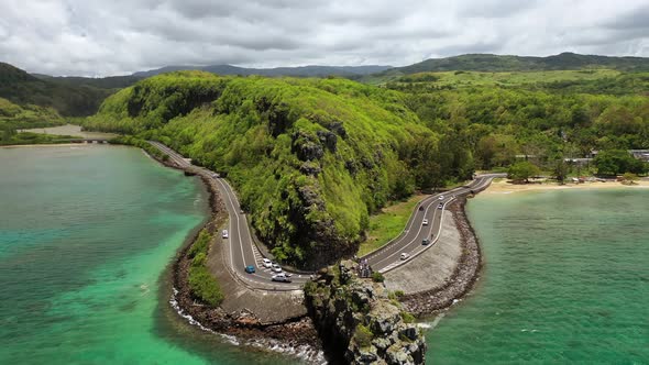 Mauritius Island View of the Cape with the Monument to Captain Matthew Flinders and the Indian Ocean