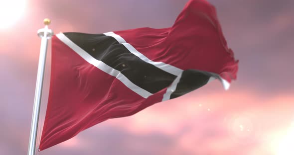 Trinidad and Tobago Flag at Sunset