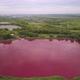 Aerial Shot on Amazing Pink Lake at Summer Day, Ecological Catastrophe - VideoHive Item for Sale