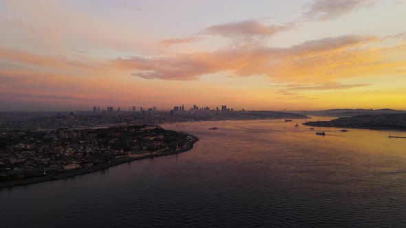 istanbul cityscape view before sunrise amazing view of bosphorus