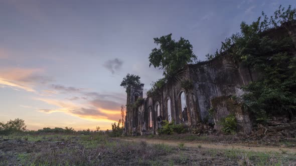 Timelapse sunrise of outer exterior of Church 