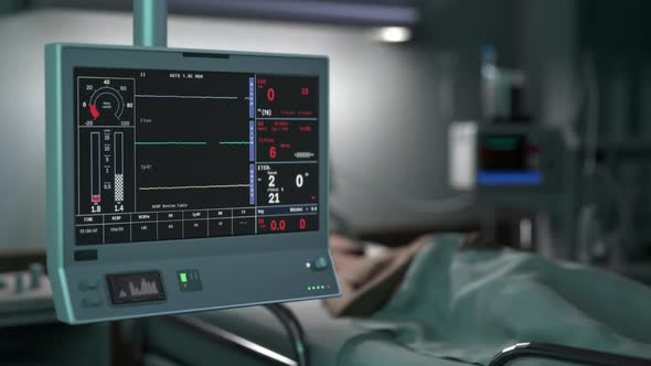 Monitoring system displays health signs of a patient at the emergency wand alt