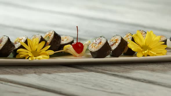 Sushi Plate and Sauce Bowl.