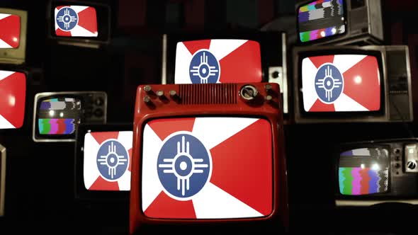 Flag of Wichita, Kansas, on Retro TVs.