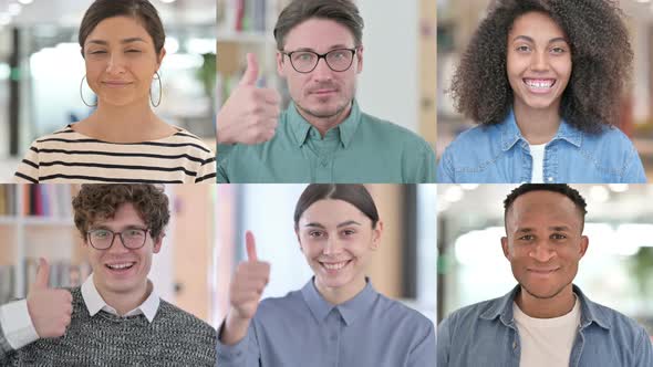 Collage of Multiple Race People Showing Thumbs Up Sign