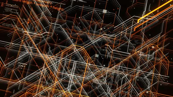 Crossing orange and white lines and program code