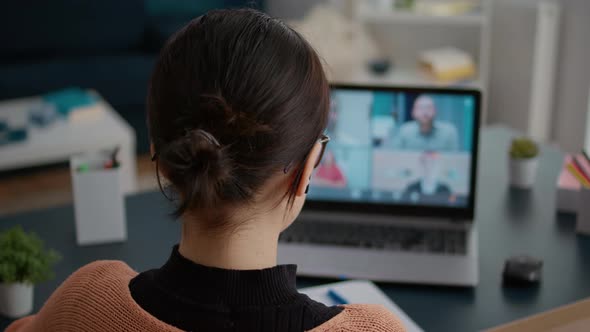 Business Student Meeting with People on Remote Internet Conference alt
